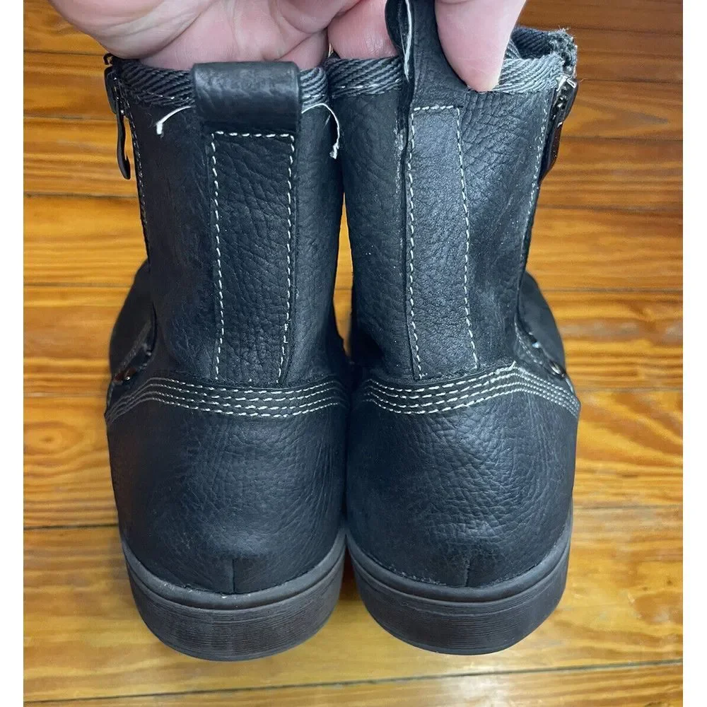 Gray Saks Fifth Avenue Grey Leather Boots Mens‎ Size 12